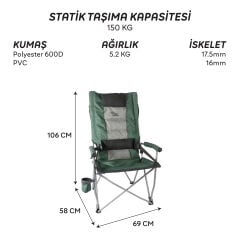 FreeCamp Reyna Katlanır Sandalye-HAKİ-SİYAH