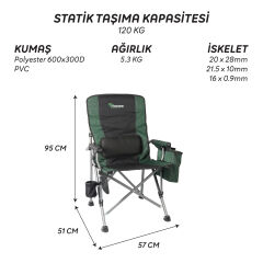 FreeCamp Foster Plus Buzluklu Katlanır Sandalye-HAKİ-SİYAH
